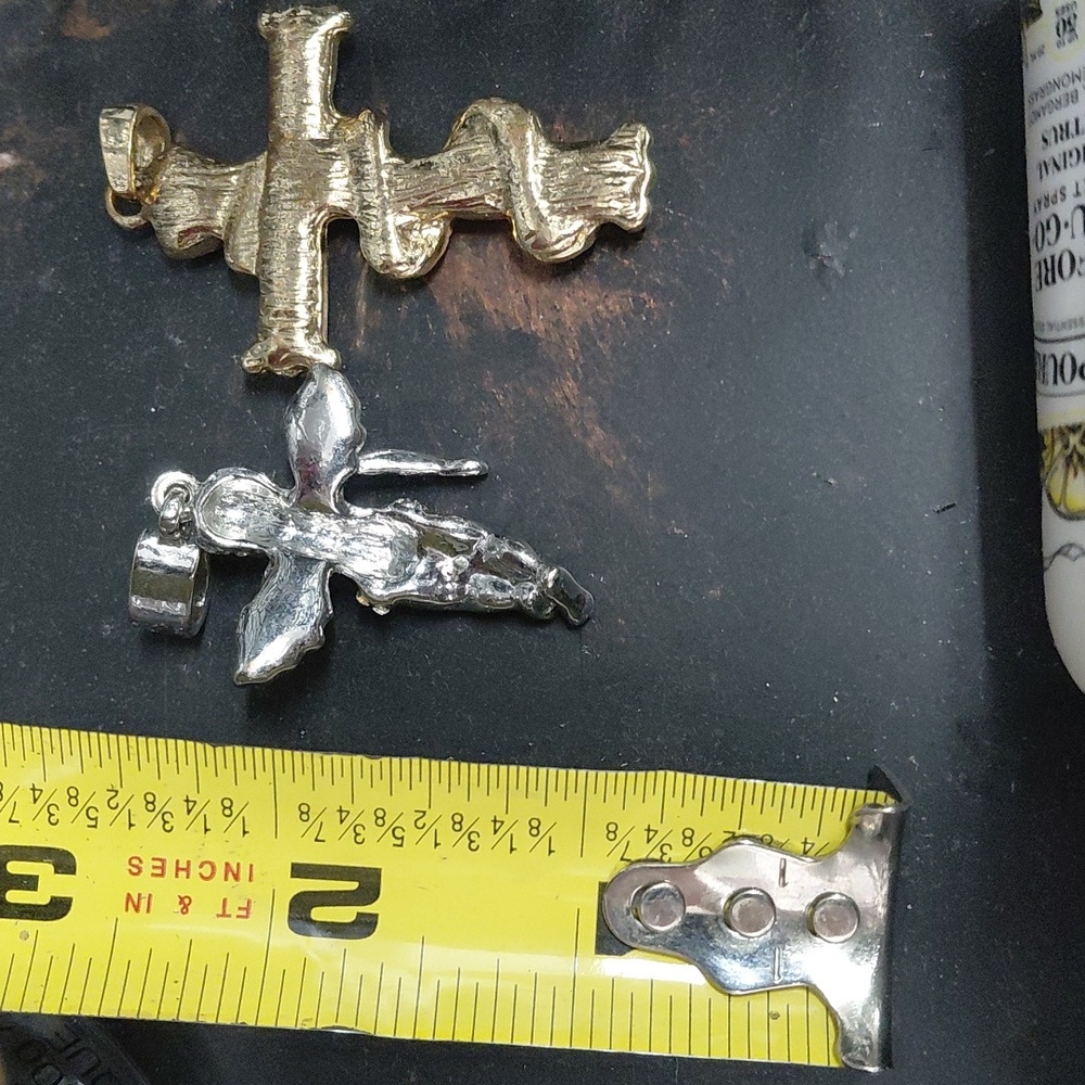 Gold and Silver Angel and Cross Pendant Set - Picture 4 of 4